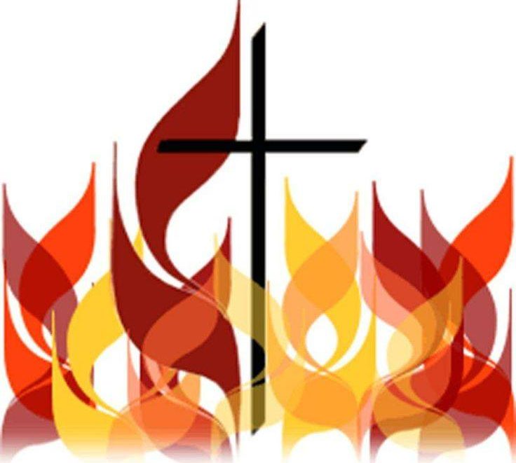 graphic of cross and flames for Pentecost