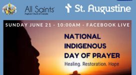Graphic listing three parishes and Indigenous Day of Prayer