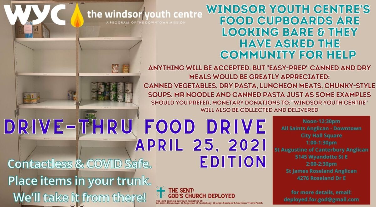 Poster graphic for Food Drive. All information in text of post.