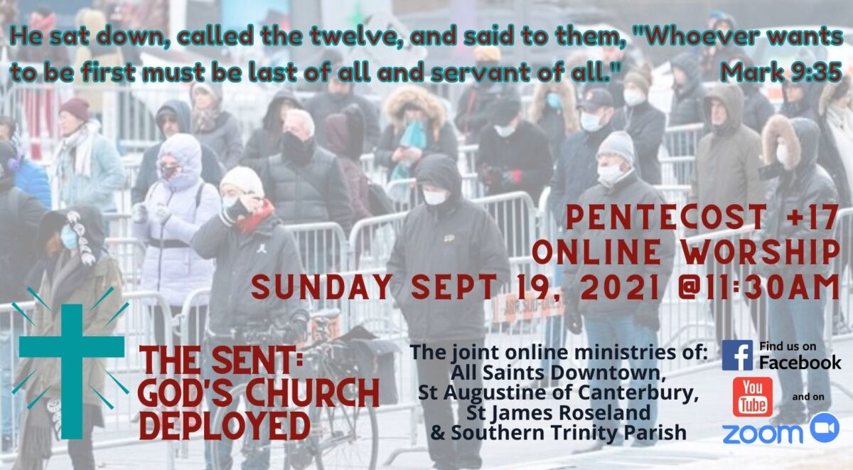 Graphic for event: "He sat down and called the twelve, and said to them,"Whoever wants to be first must be last of all and servant to all." Mark 9:35